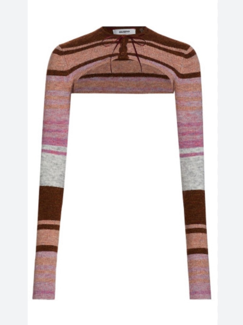 GUIZIO   Brand Pink and Brown Striped Cropped Women's Sweater. Size XS